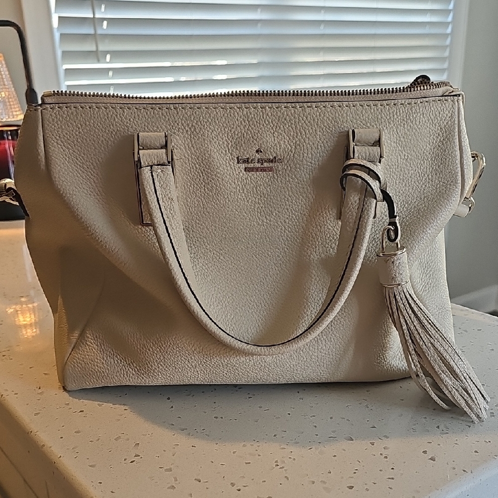 Kate Spade Ivory Satchel with Tassel